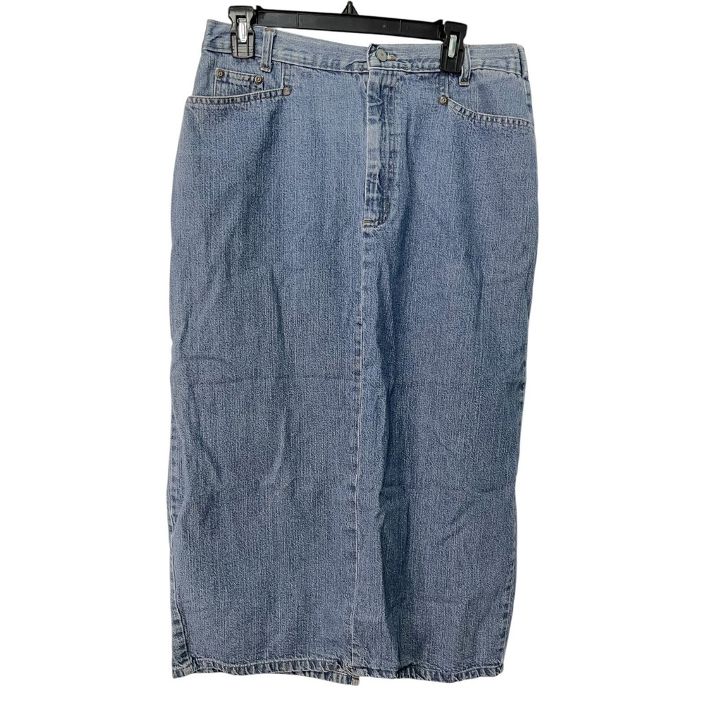 Vivaldi 14 Blue Denim Maxi Skirt High Waisted Elastic Back Made in‎ USA Vintage